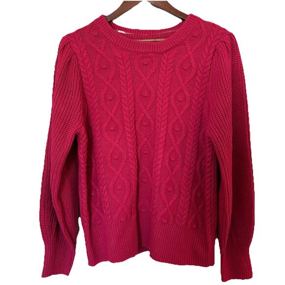 Women's Design 365 Pink Crew Neck Puff Sleeve Sweater Size Large Acrylic - Picture 1 of 13